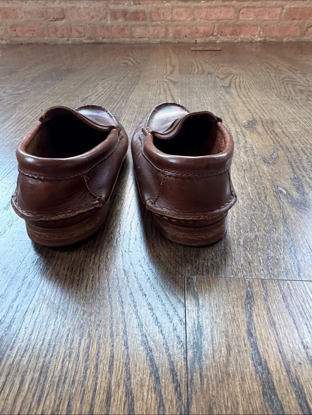 Men’s Quoddy Brown Leather Penny Slip-On Loafers f